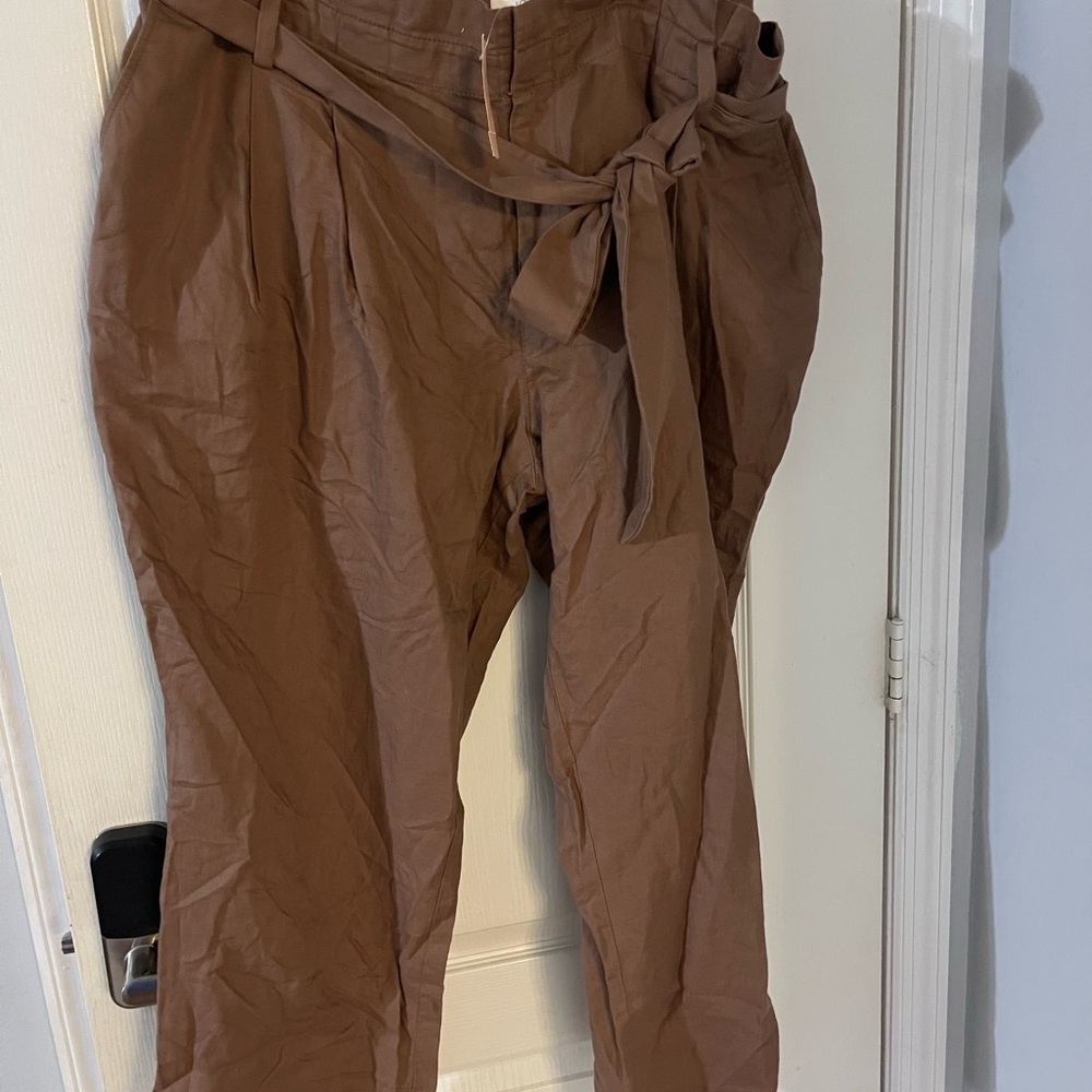 LOFT Ladies Tan Chinos with Tie Belt